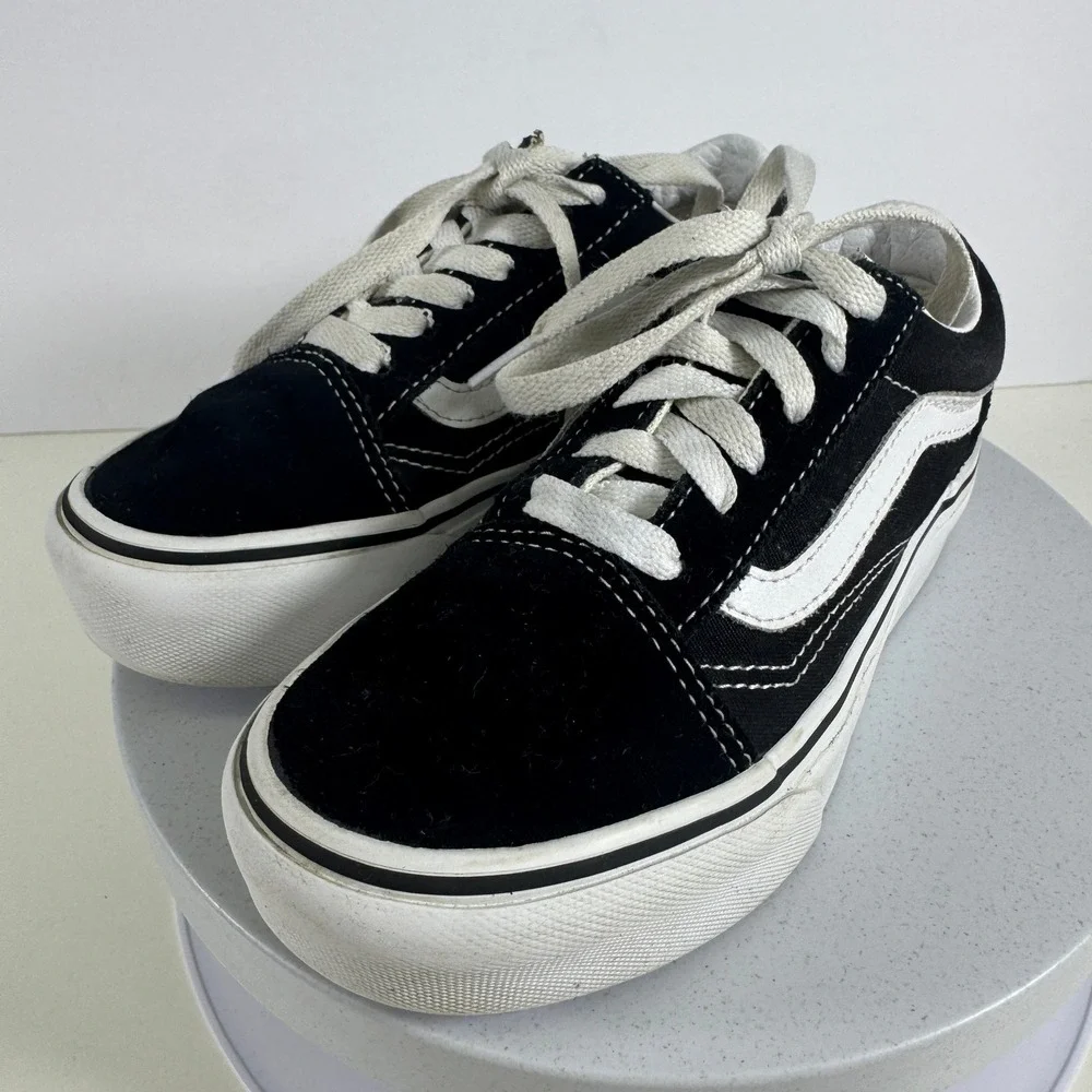 Vans Old Skool Kids Sneakers Classic Skate Low Top Black White US 13.5